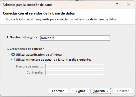 excel conexion con el servidor