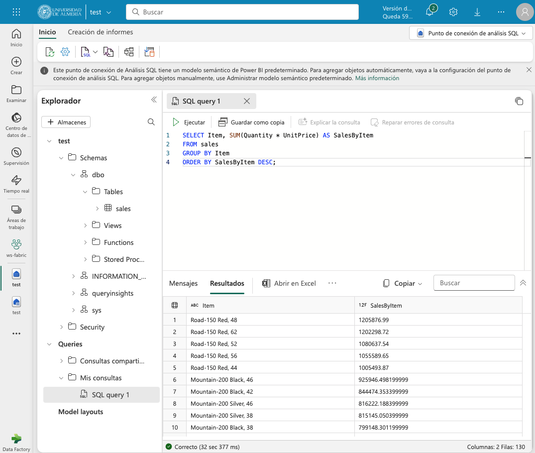 fabric sql query