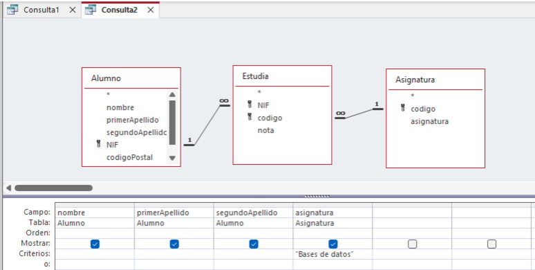 consulta alumno asignatura