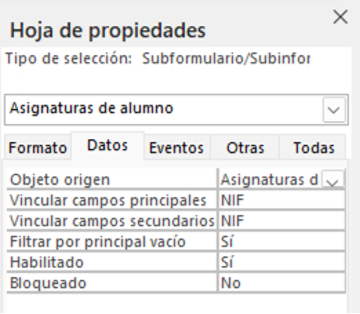 relacion formulario subformulario