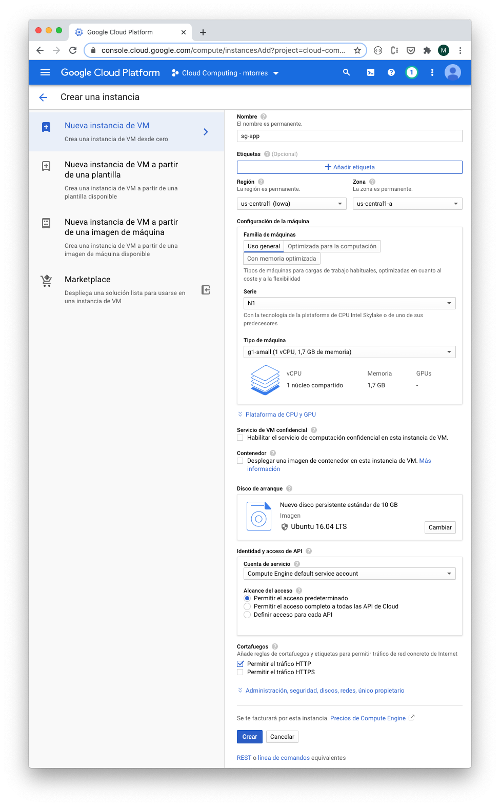 GoogleCloudCrearSGApp