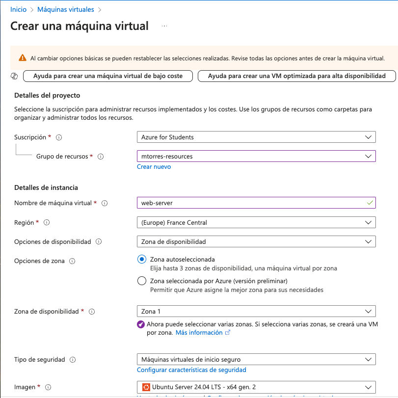 crear maquina virtual datos basicos