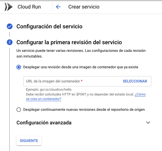 CloudRun ConfigurarImagen