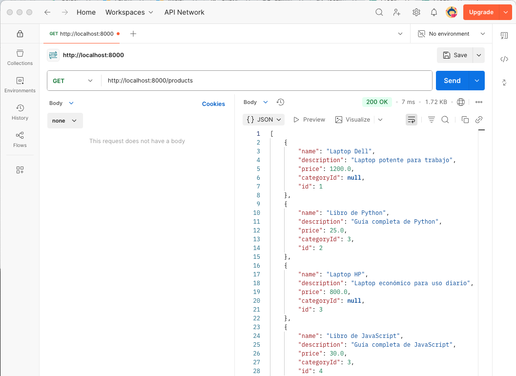 postman delete category cascade