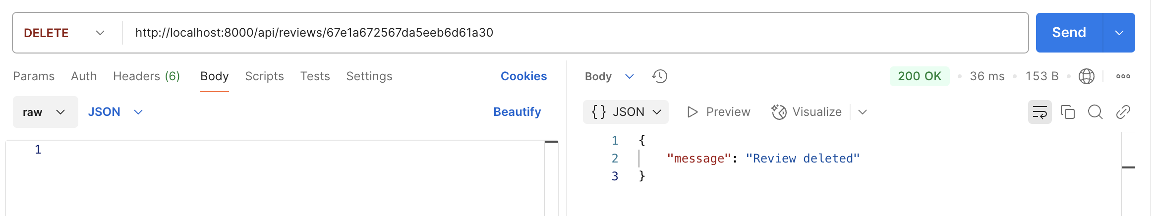 postman delete review