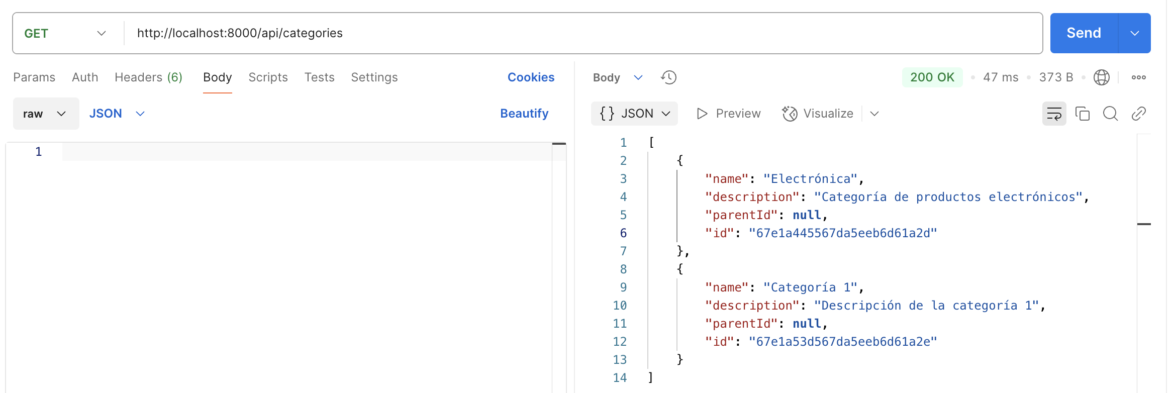 postman get categories