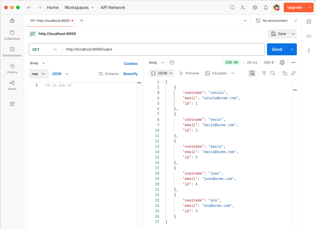 postman get users