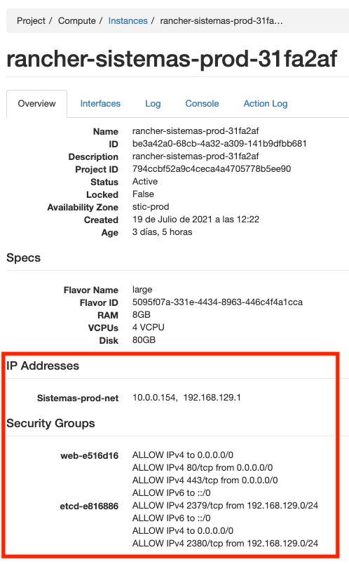 instancia configurada